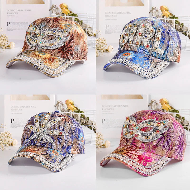 Rhinestone Shiny Baseball Cap – Glamour Meets Street Style