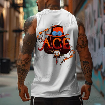 One Piece Anime Luffy Peripheral Printed Pure Cotton Tank Top2025 Fitness Men Loose Sporty Summer Fashion Top
