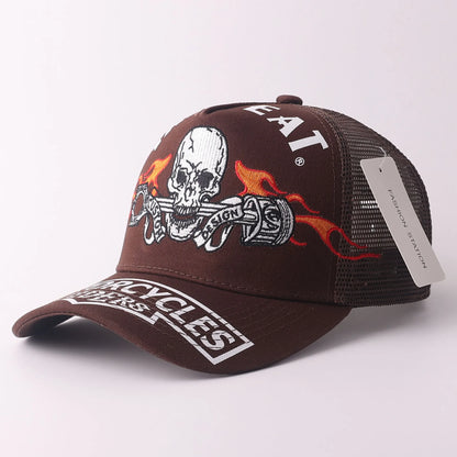 Skull & Wings Embroidered Trucker Cap | Hip Hop Baseball Hat