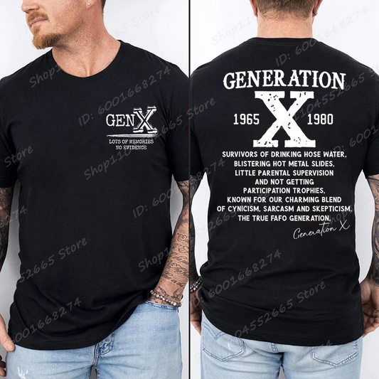 Proud Gen X T-shirts 1965 to 1980 Vintage Generation X T-Shirt Short Sleeve Crew Neck Tees Top Funny Humor Gen X Tshirt For Men