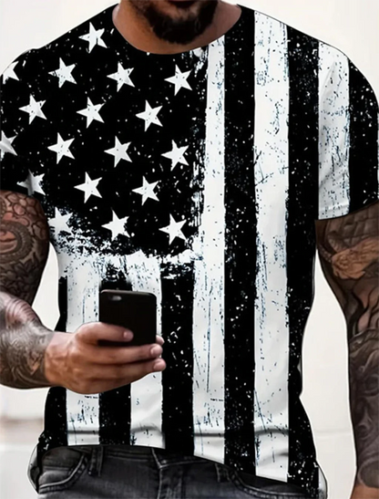 Men’s 3D USA Flag Print T-Shirt – Bold Patriotic Streetwear