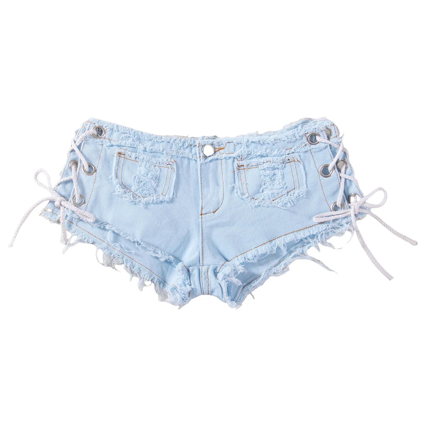 New American retro sexy low waist ultra short women's jeans, denim shorts, bar performance clothing, hot pants