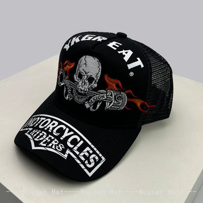 Skeleton Wings Letters Embroidery Baseball Hats Breathable Personal New Men Women Mesh Sunshade Hip Hop Trucker Caps Versatile