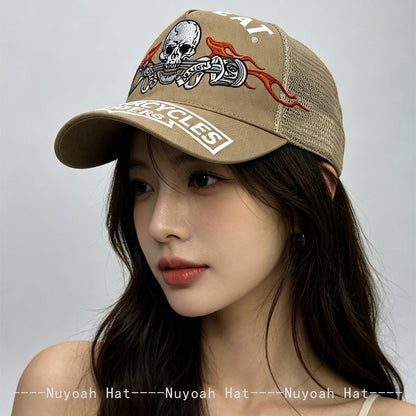 Skeleton Wings Letters Embroidery Baseball Hats Breathable Personal New Men Women Mesh Sunshade Hip Hop Trucker Caps Versatile