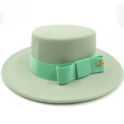 Bow Tie Fedora Hat – Wide Brim | 17 Colors | Women & Men