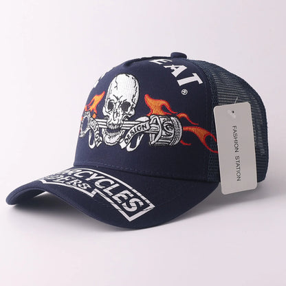 Skull & Wings Embroidered Trucker Cap | Hip Hop Baseball Hat