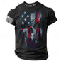 Men’s 3D Skull Flag Print T-Shirt – Bold Patriotic Edge