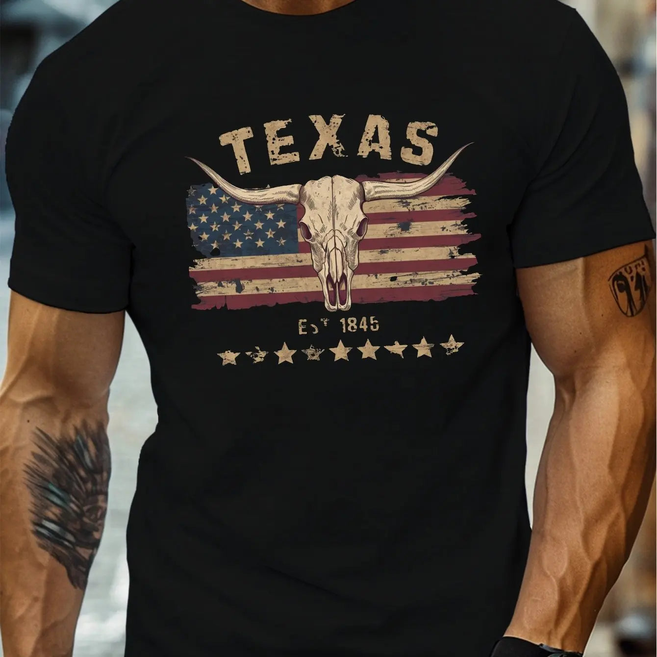 Men’s Texas Longhorn Cow Skull T-Shirt – Western Urban Style
