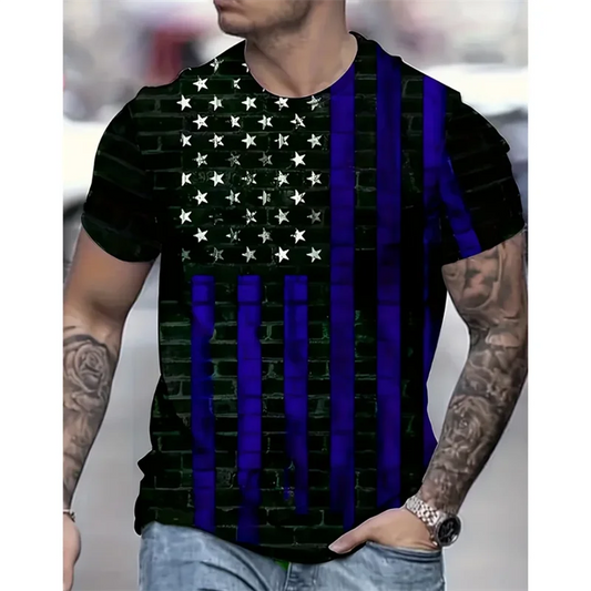 3D Eagle USA Flag Graphic T-Shirt - Unisex Short Sleeve Streetwear Tee | Hip Hop Casual Top for Men & Women (4 Colors)