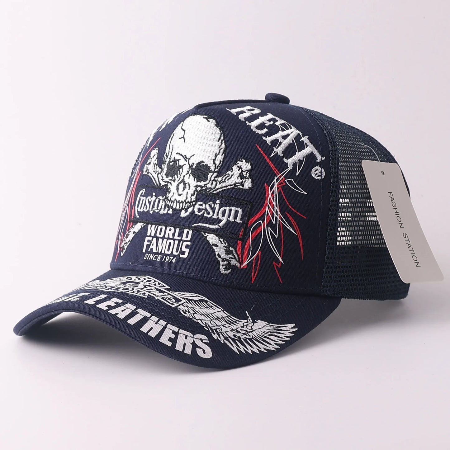 Skull & Wings Embroidered Trucker Cap | Hip Hop Baseball Hat