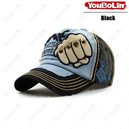 Fist Rivet Embroidered Baseball Cap – Bold Streetwear Attitude