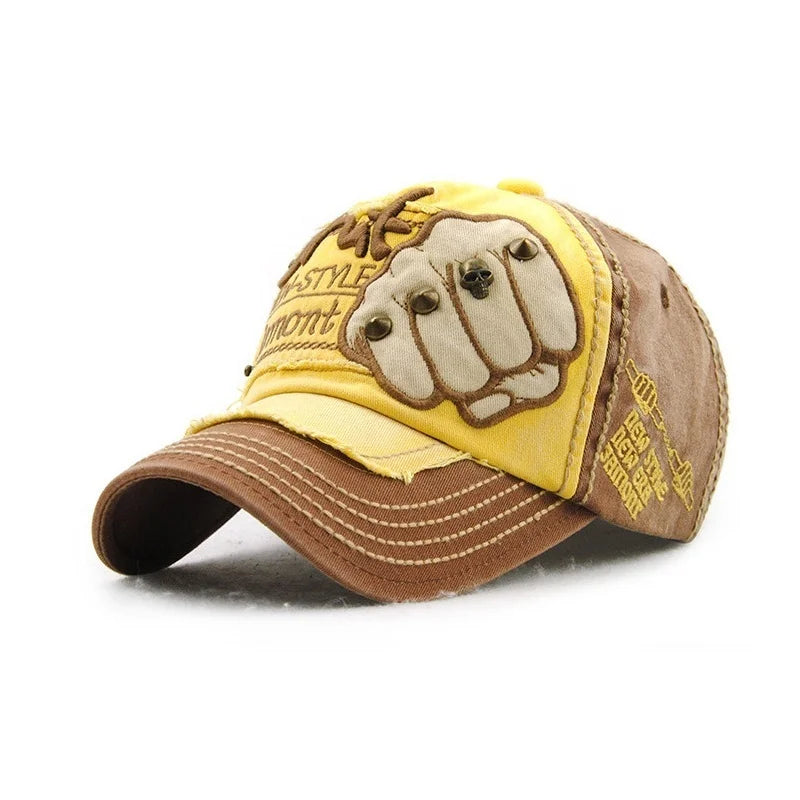Fist Rivet Embroidered Baseball Cap – Bold Streetwear Attitude