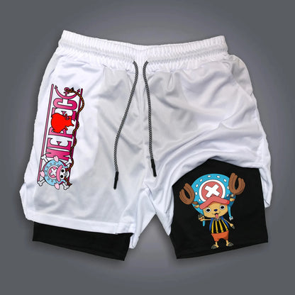 ONE PIECE Luffy Double-Layer Sports Shorts – Performance Meets Anime Style