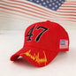 Red & White "47" Embroidered Baseball Cap – A Distinctive Statement
