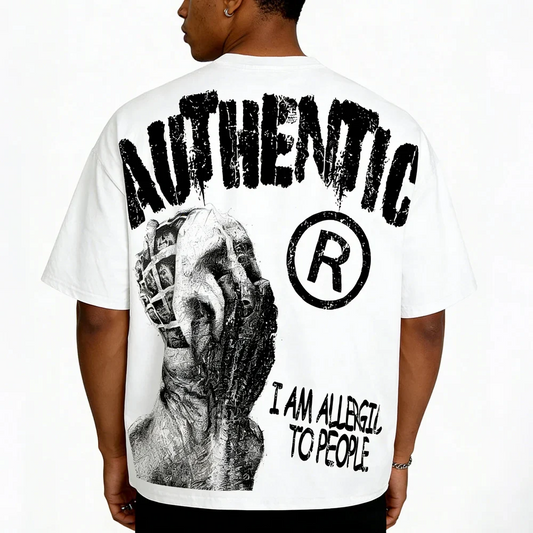 AUTHENTIC® "I Am Allergic To People" Oversized Graphic T-Shirt | Unisex Streetwear Y2K