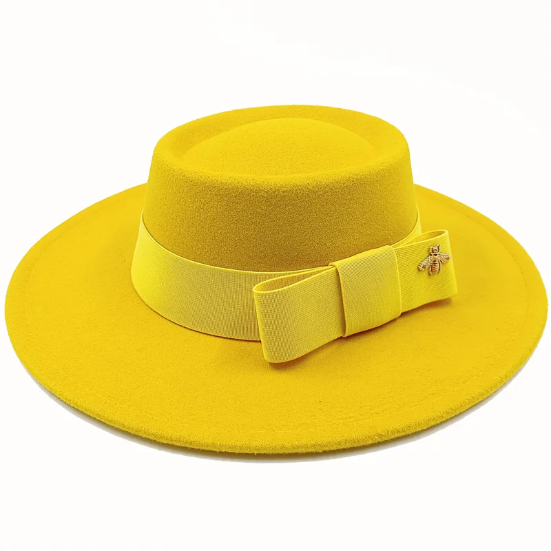 Bow Tie Fedora Hat – Wide Brim | 17 Colors | Women & Men
