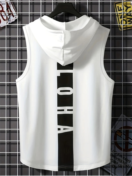 Men's hooded sports vest top T-shirt