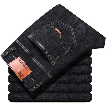 Spring Autumn New Mens Black Blue Pants Pure Color Stretch Jeans Street Casual Slim Fit Trousers Male Wash Skinny Jeans for Men