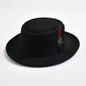 NEW Vintage Pork Pie Hat Men's Rolled Brim Felt Fedora Hat with Feather Gentleman Church Cap Trilby Jazz Hats