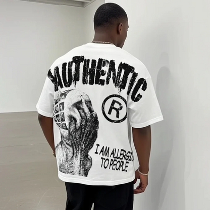 AUTHENTIC® "I Am Allergic To People" Oversized Graphic T-Shirt | Unisex Streetwear Y2K