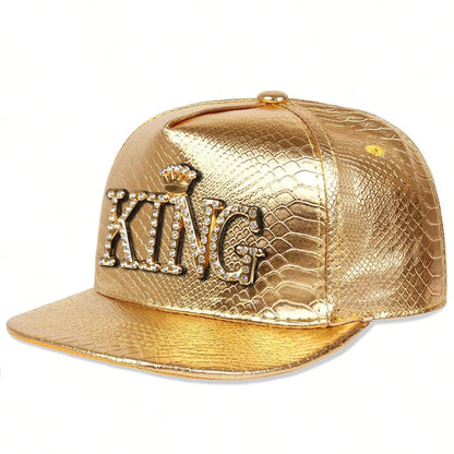 Unisex King Pattern Leather Hip-hop Hats Spring Autumn Outdoor Adjustable Casual Baseball Caps Sunscreen Hat
