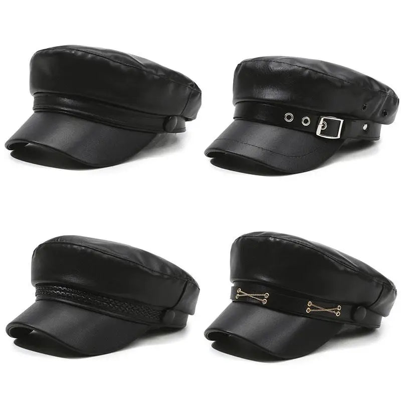 British Style PU Leather Beret – Timeless Retro Elegance