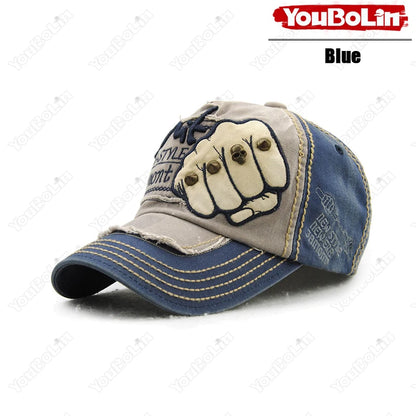 Fist Rivet Embroidered Baseball Cap – Bold Streetwear Attitude
