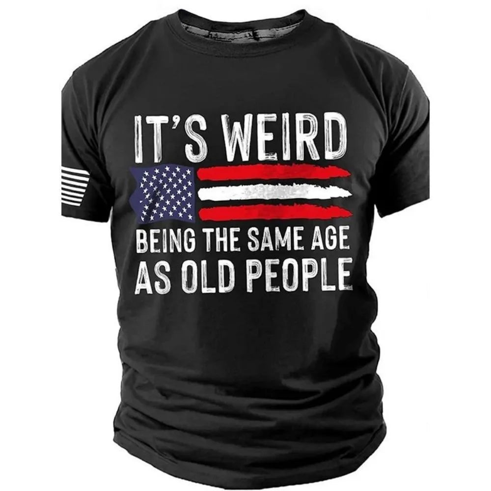 Men’s 3D Skull Flag Print T-Shirt – Bold Patriotic Edge