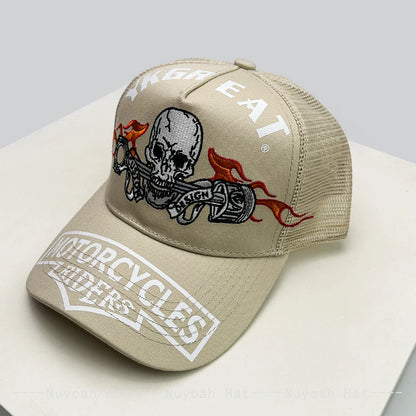 Skeleton Wings Letters Embroidery Baseball Hats Breathable Personal New Men Women Mesh Sunshade Hip Hop Trucker Caps Versatile