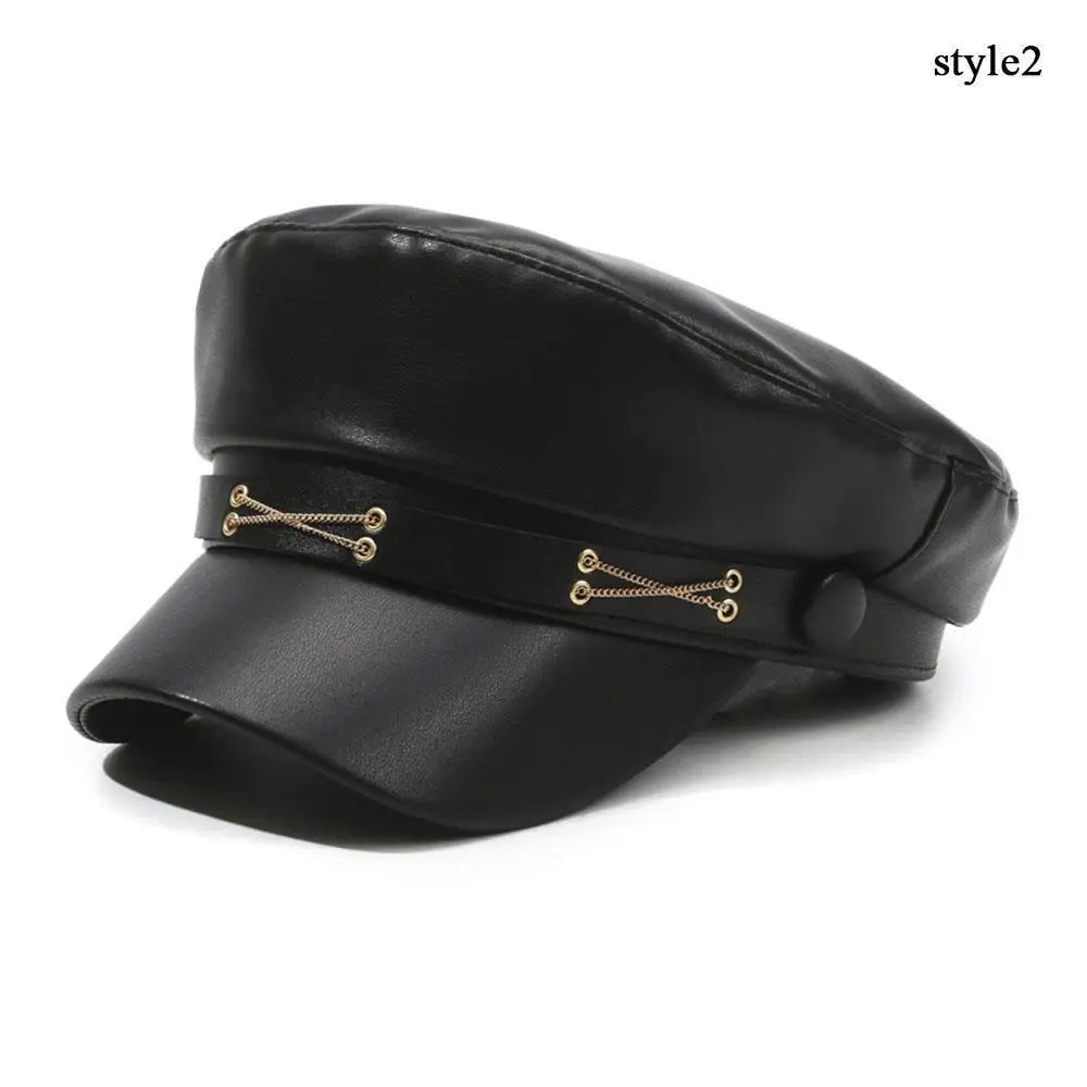 British Style PU Leather Beret – Timeless Retro Elegance