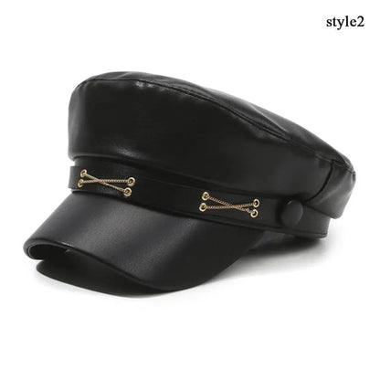 British Style PU Leather Beret – Timeless Retro Elegance