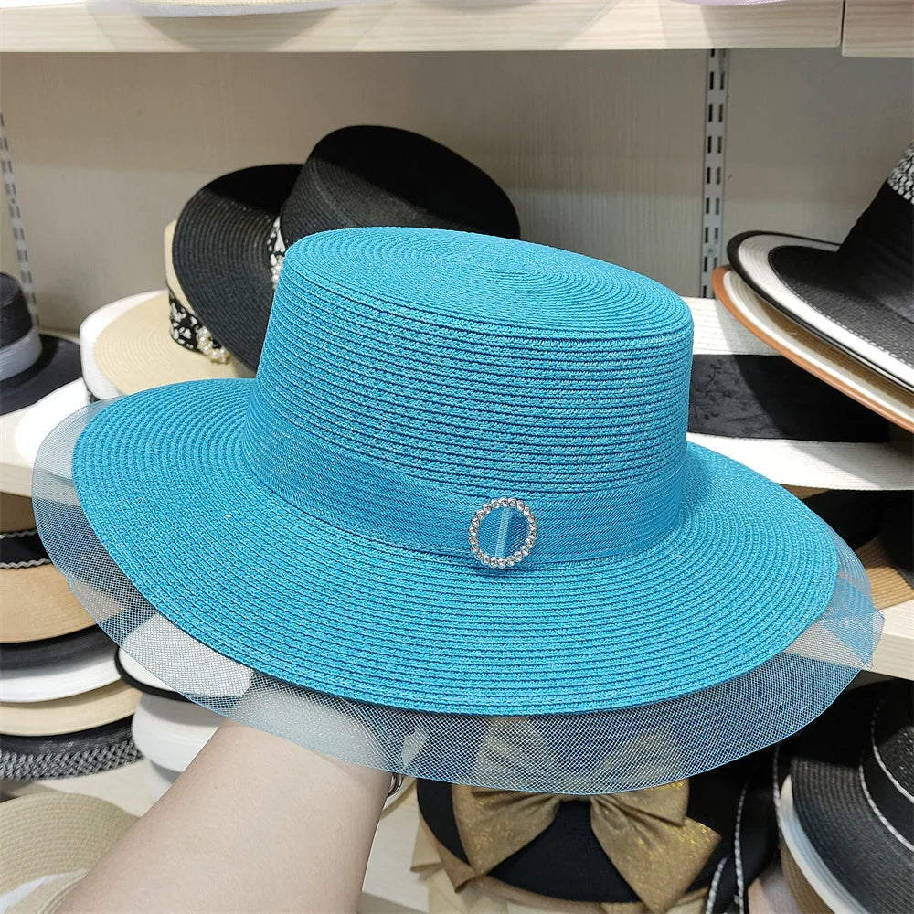 Bucket Hat Summer Hats for Women Fishing Hat Woolen Rhinestone Solid Color Basin Hat Leisure Outdoor Beach Sun Hat