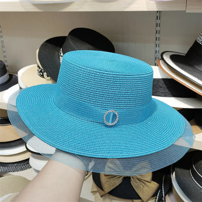 Bucket Hat Summer Hats for Women Fishing Hat Woolen Rhinestone Solid Color Basin Hat Leisure Outdoor Beach Sun Hat