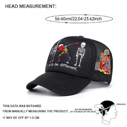 Skeleton Prayer Embroidered Mesh Baseball Cap – Edgy Urban Streetwear