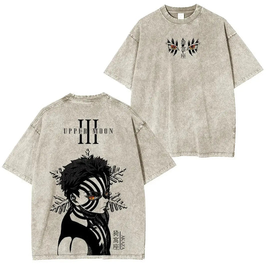 Unisex Anime Demon Slayer Graphic Oversized Vintage Washed Casual Y2k Tee