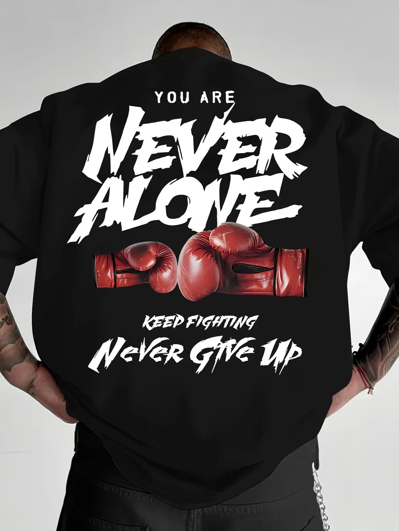 KEEP FIGHTING NEVER GIVE UP Casual Streetwear Men T Shirt Cotton Tee Women Oversized Loose Summer O-Neck  Fitness Lovers Gifts