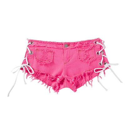 New American retro sexy low waist ultra short women's jeans, denim shorts, bar performance clothing, hot pants