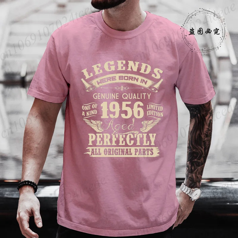 Vintage 1956 69th Birthday Men's Tees Birthday Made in 1956 Shirt of Dad Legends Were Born in 1956 Perfectly Shirt Gift for Dad