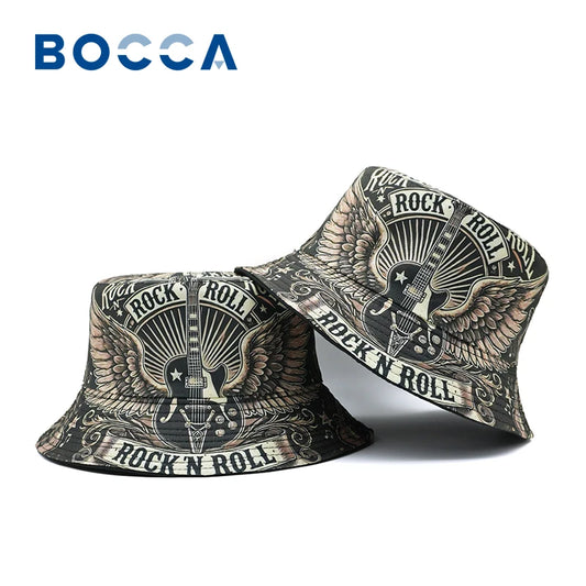 Rock And Roll Bucket Hat – Guitar Music Print Fisherman Hat | Unisex Outdoor Sun Cap