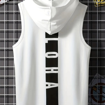 Men's hooded sports vest top T-shirt
