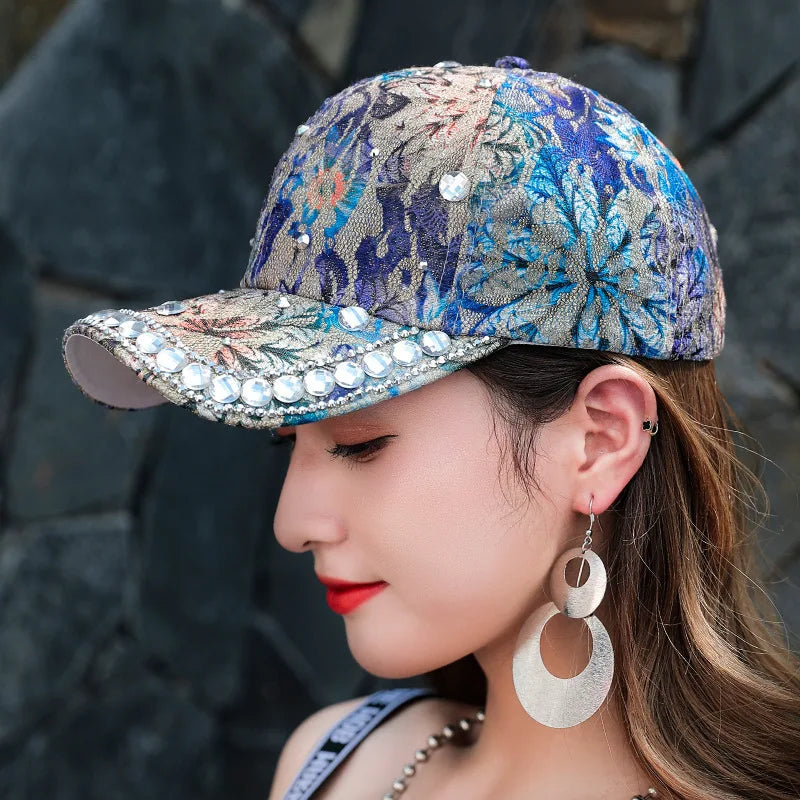 Rhinestone Shiny Baseball Cap – Glamour Meets Street Style