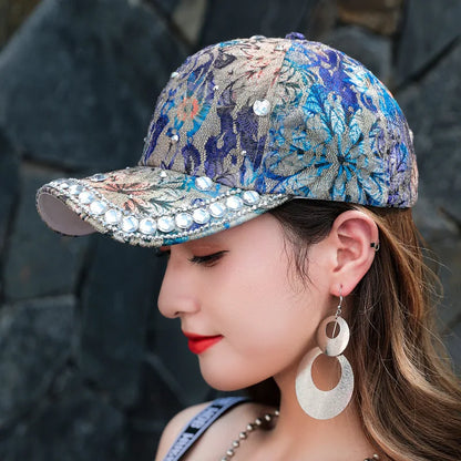 Rhinestone Shiny Baseball Cap – Glamour Meets Street Style