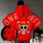 One Piece Anime Hoodie Oversized Pullover Sweatshirt Men Women Black Red Navy