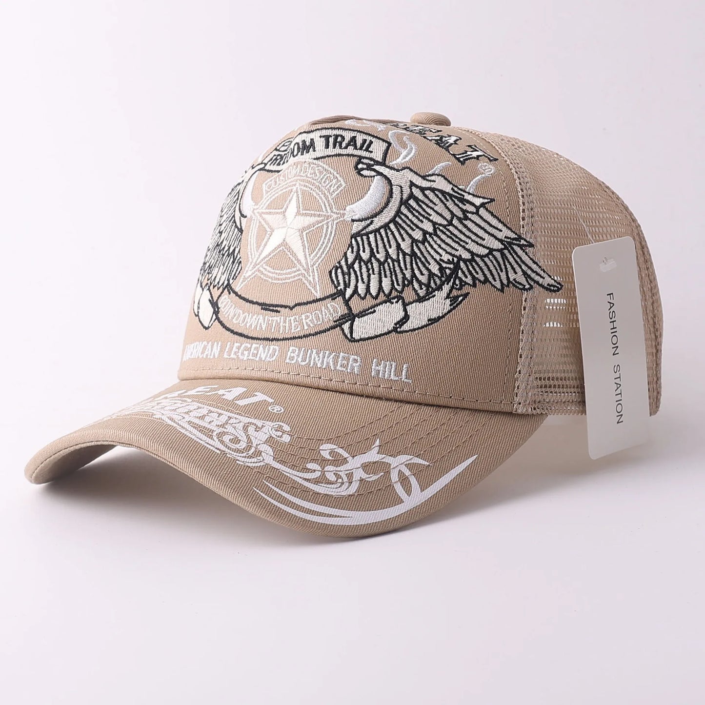 Skull & Wings Embroidered Trucker Cap | Hip Hop Baseball Hat