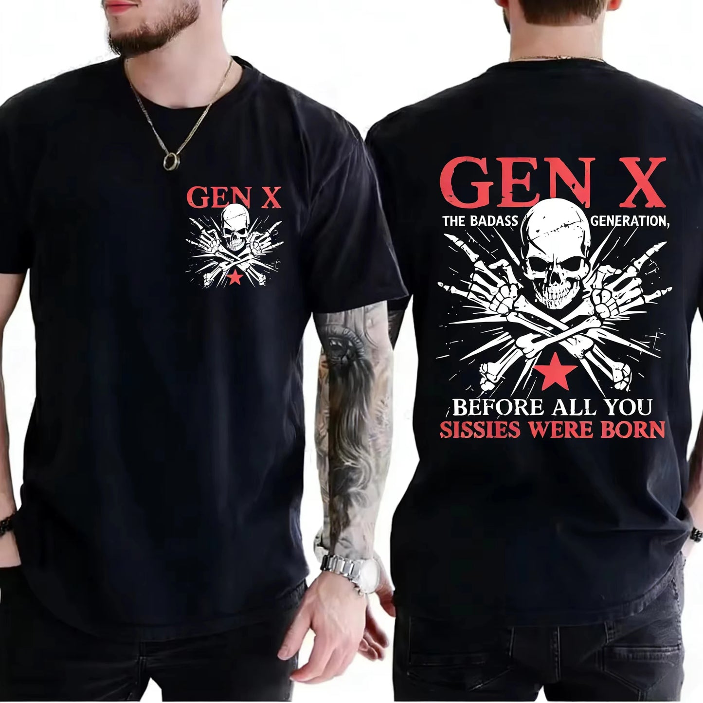 Men's Generation X Graphic T-Shirt – Retro Badass Gen X Short Sleeve Tee | Black