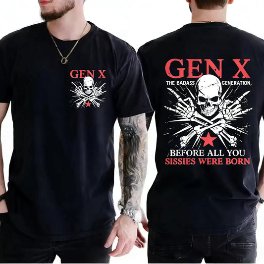 Men's Generation X Graphic T-Shirt – Retro Badass Gen X Short Sleeve Tee | Black