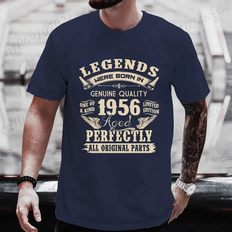 Vintage 1956 69th Birthday Men's Tees Birthday Made in 1956 Shirt of Dad Legends Were Born in 1956 Perfectly Shirt Gift for Dad