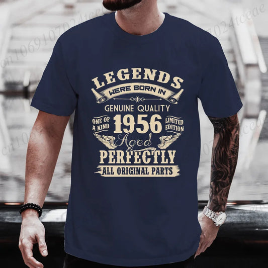 Vintage 1956 69th Birthday Men's Tees Birthday Made in 1956 Shirt of Dad Legends Were Born in 1956 Perfectly Shirt Gift for Dad