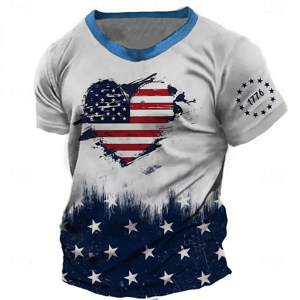 Men’s Freedom Print American Flag T-Shirt – Patriotic Comfort