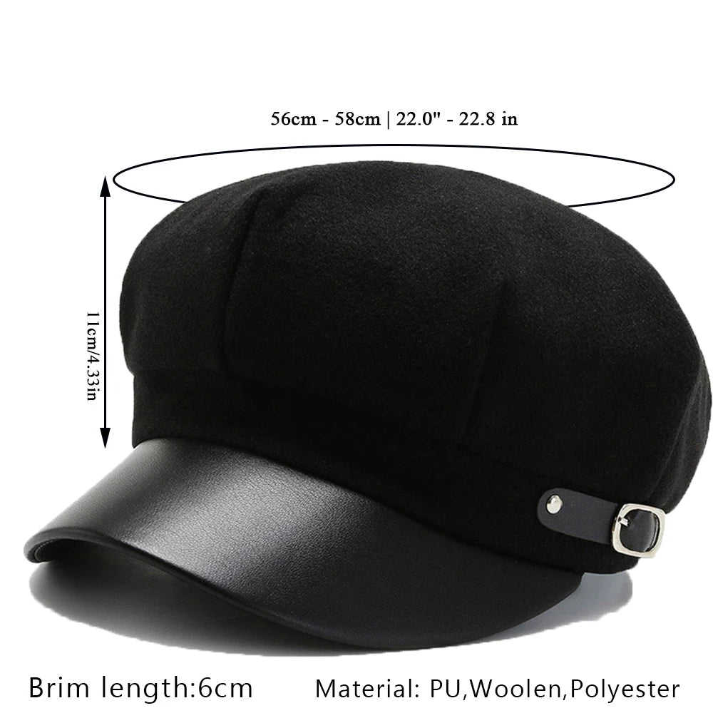 British Style PU Leather Beret – Timeless Retro Elegance